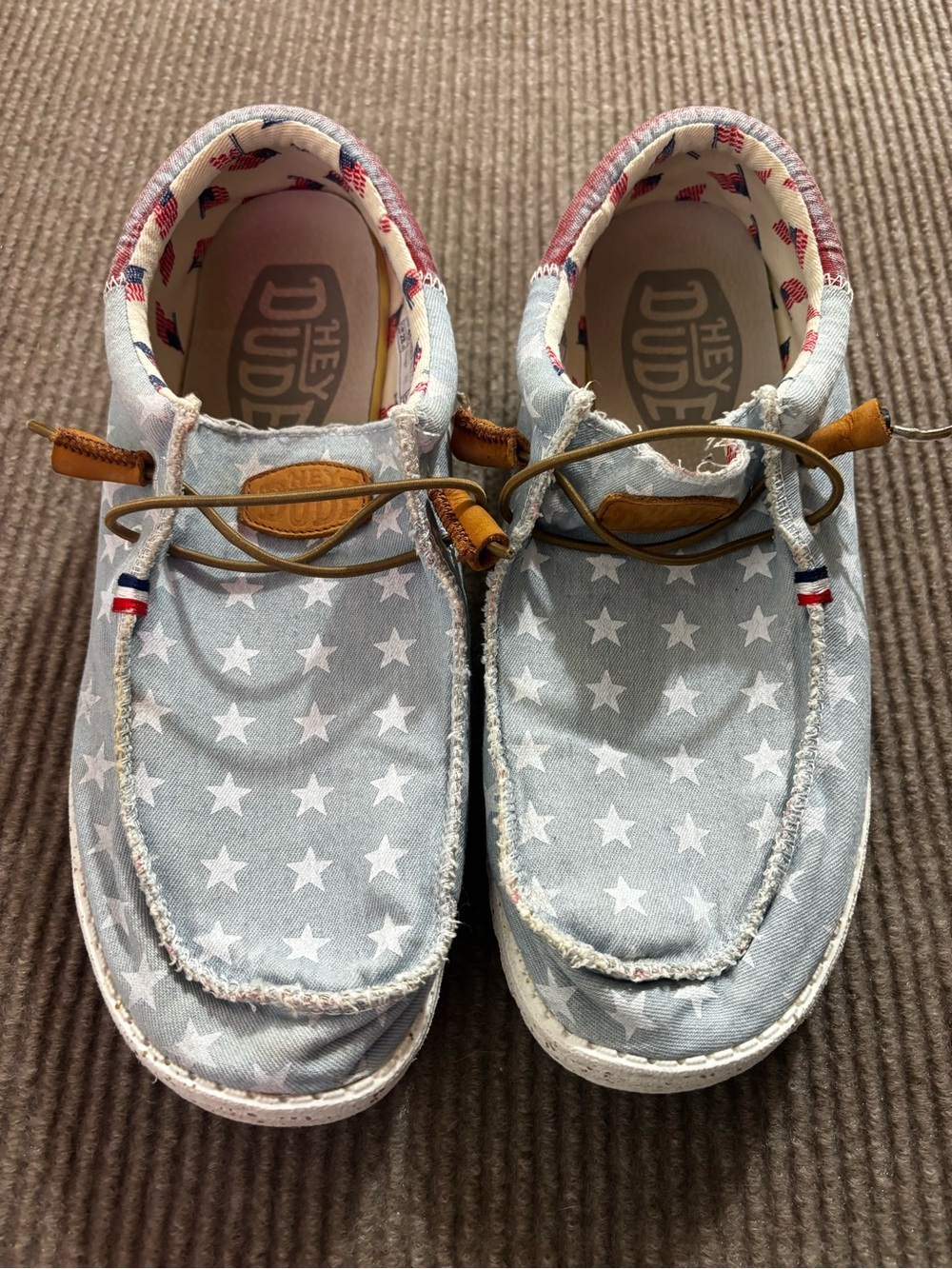 Hey Dude Men’s Light Blue Star Print Slip-On Loafers